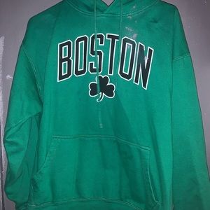 Green, Irish Boston, MA hoodie. Paint stained!